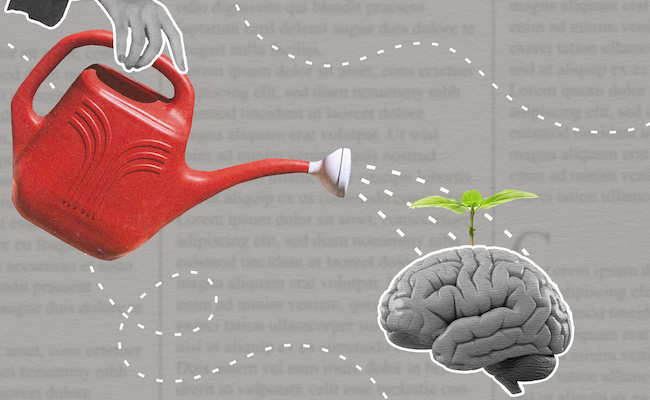 watering can watering a brain