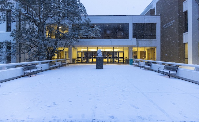 Boyd Graduate Studies in the snow