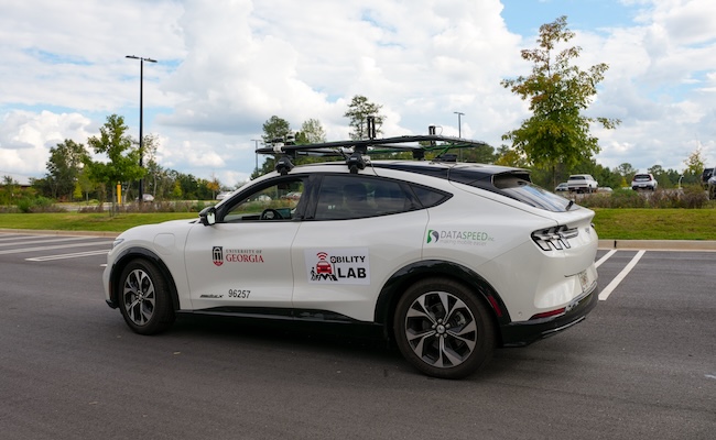 autonomous vehicle with UGA logo on it