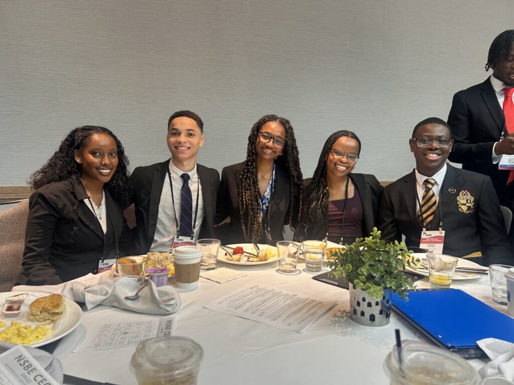 group of students at dinner