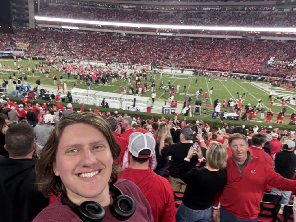 Carson Bove at football game in Sanford Stadium