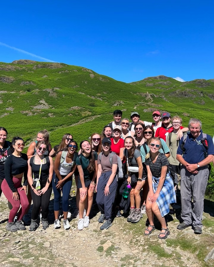 Nia George on a hike in the mountains with her class