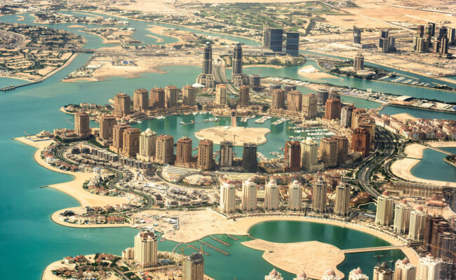 The Pearl of Doha in Qatar aerial view