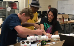 Students work on rocket