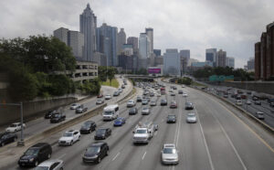 Traffic flows in and out of downtown Atlanta on the I75/I85 Connector Thursday, May 19, 2016, in Atlanta. (AP Photo/John Bazemore)