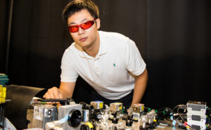 Yang Liu works in the lab