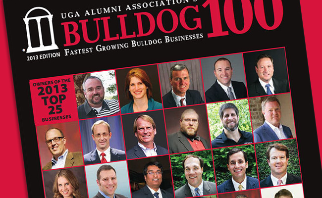Replicated magazine cover with Bulldog 100 headshots