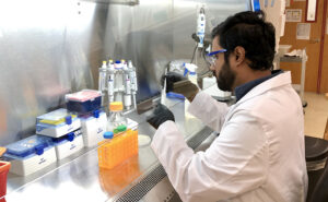 Arnab Mondal working in a lab