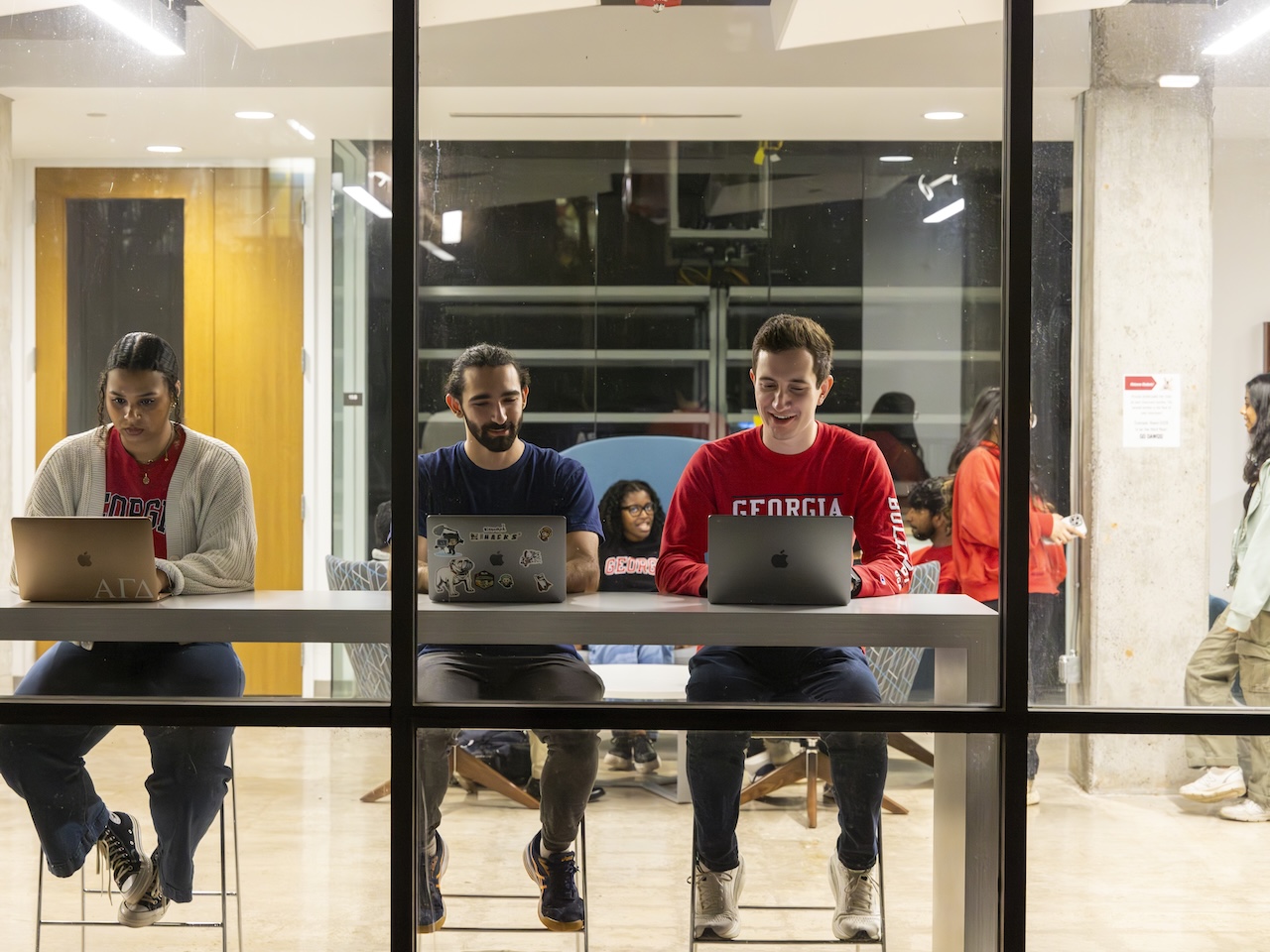 Students working on computers